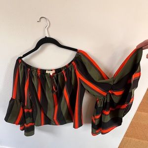 Flamingo off shoulder crop top